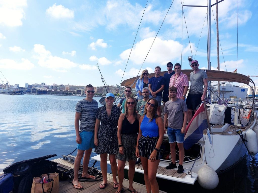 Marketing Guys team outing on workstation in Valencia on boat