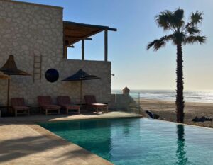 hotel on the beach in Morocco with palm tree