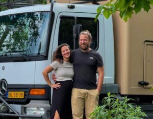 diede and joa at their tiny house on wheels