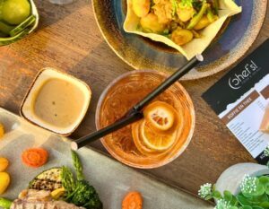 Table with good food at Chef's restaurant IJmuiden