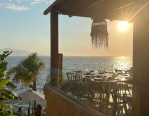 beach club Lost Seaside in Sarande with sunset