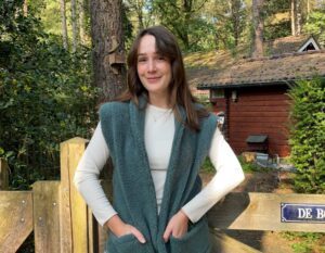 jennie at a forest cottage in the Netherlands