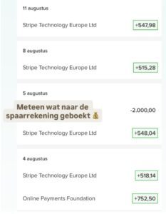 screenshot bank account vacation rental