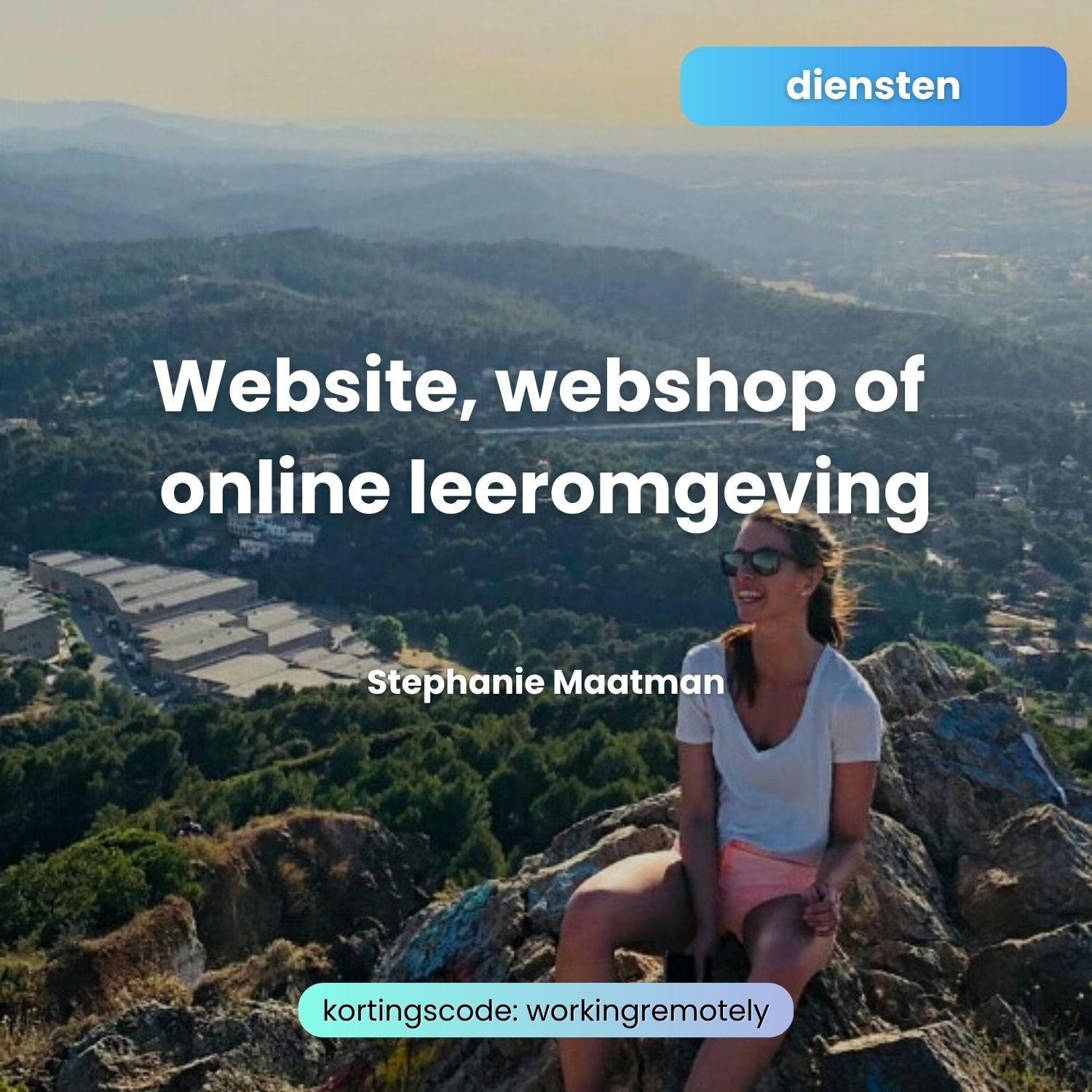 stephanie in de bergen, banner voor maken website en webshop