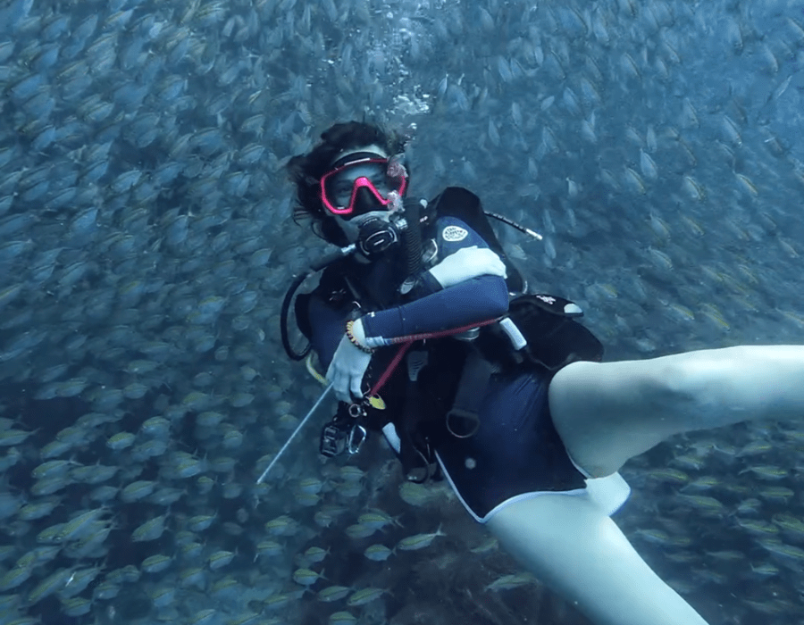 liz aan het duiken in thailand