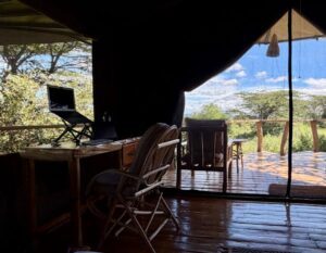 remote werken in safari lodge tent
