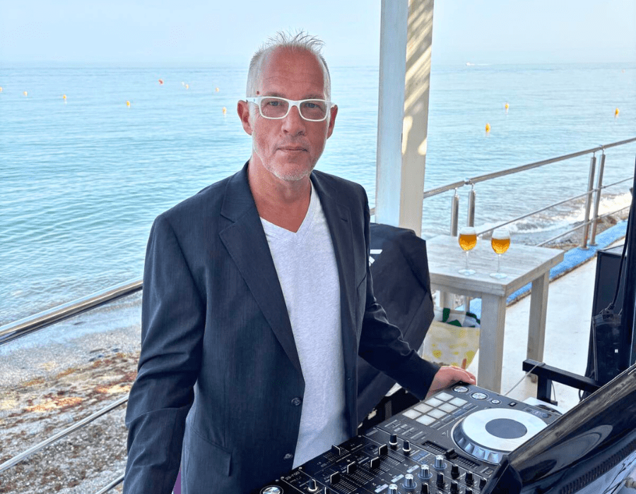 tim behind the turntable  